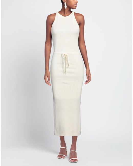 hinnominate White Ivory Maxi Dress Viscose, Polyester, Polyamide