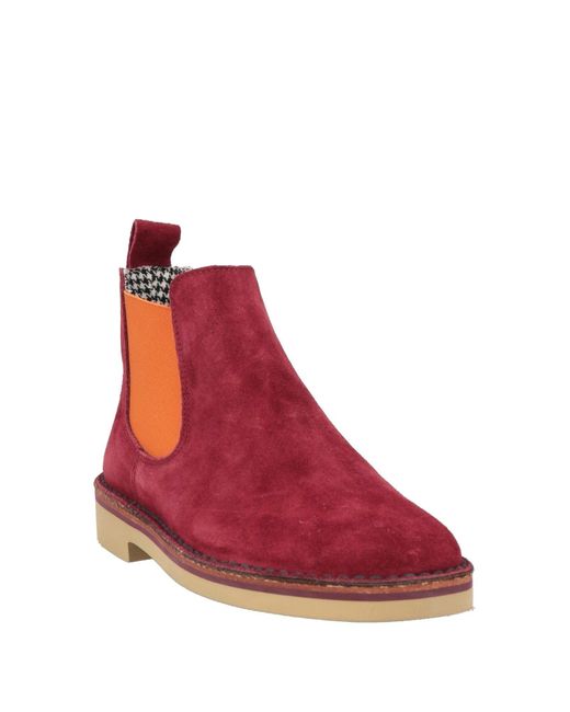 Pollini Red Burgundy Ankle Boots Leather