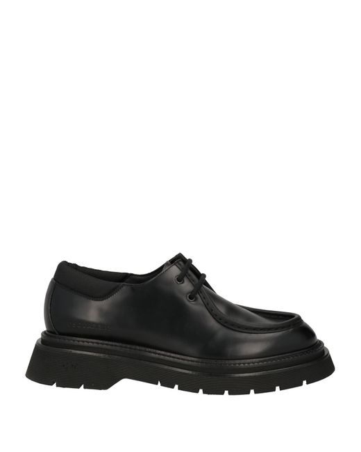 DSquared² Black Lace-Up Shoes Leather, Textile Fibers for men