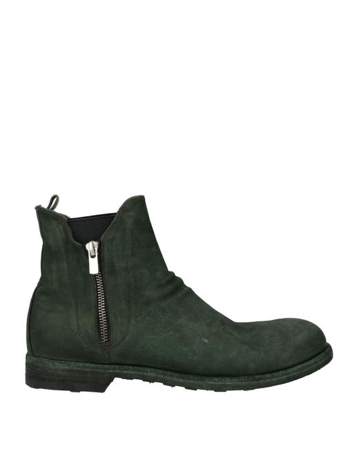 Officine Creative Green Ankle Boots Leather, Elastic Fibres for men