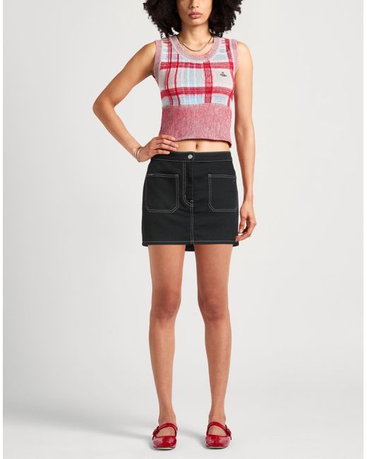 Courreges Black Denim Skirt Cotton, Elastane