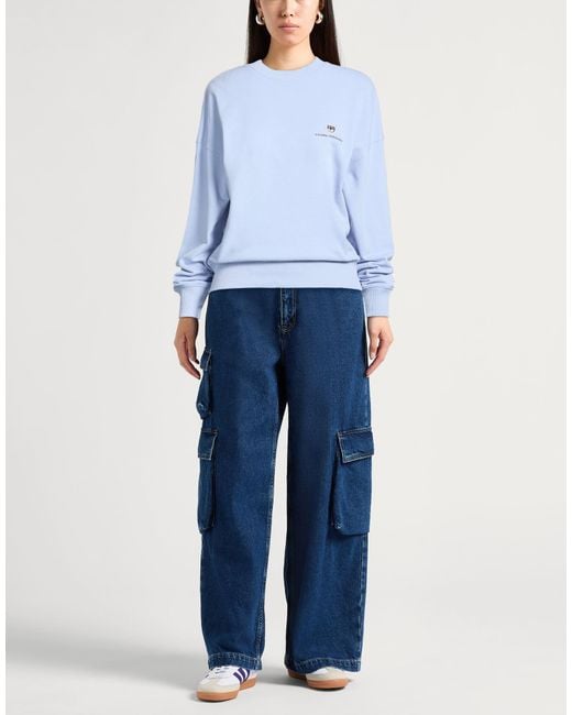 Chiara Ferragni Blue Sweatshirt Cotton, Polyester