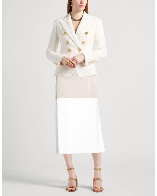 Ferragamo White Ivory Midi Skirt Viscose, Polyester