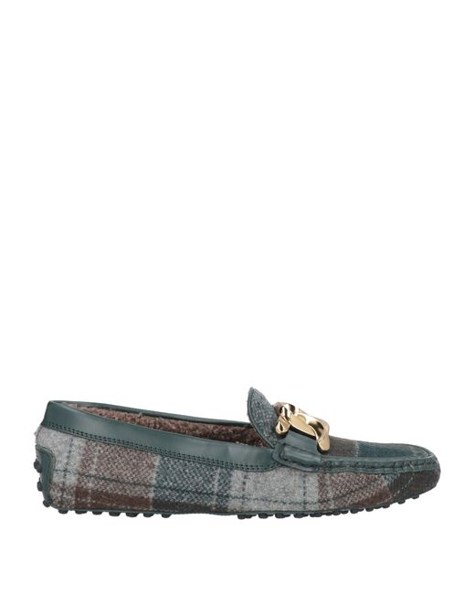 Tod's Gray Dark Loafers Textile Fibers, Leather