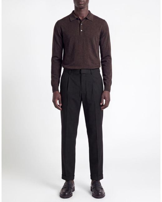 Cruna Black Pants Wool, Polyester, Elastane for men