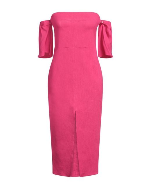 Isabel Marant Pink Fuchsia Midi Dress Hemp, Viscose, Elastane