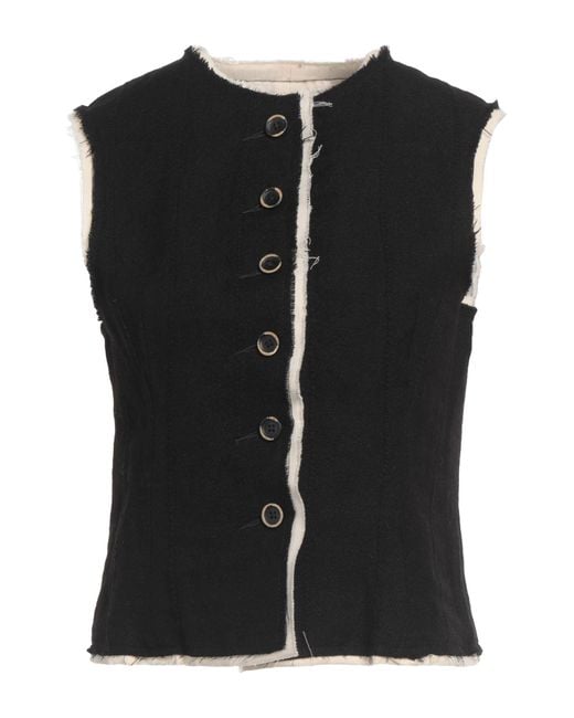 Uma Wang Black Tailored Vest Virgin Wool, Linen, Cotton