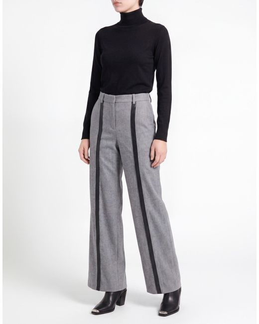 The Mannei Gray Pants Wool, Polyester, Viscose, Elastane, Leather