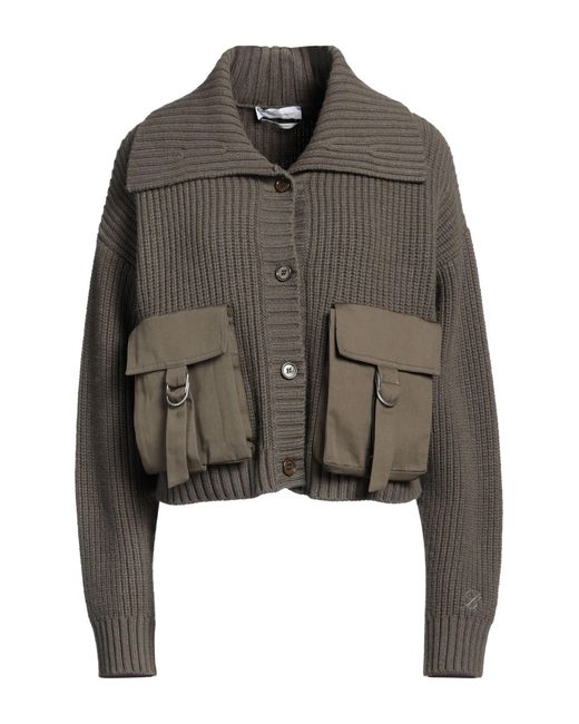 Blumarine Brown Military Cardigan Wool, Cotton