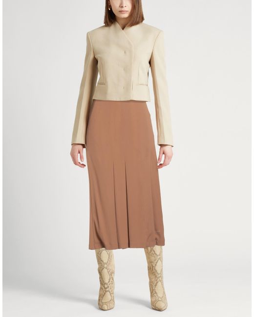 Semicouture Brown Camel Maxi Skirt Acetate, Silk