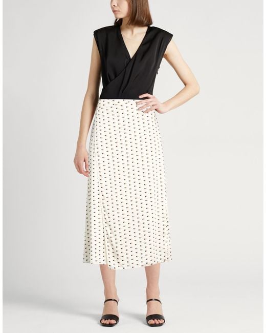 Marella White Cream Midi Skirt Polyester