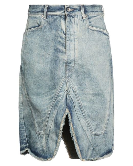 Rick Owens Blue Denim Skirt Cotton for men