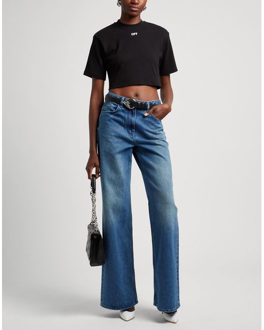 Cropped Thirt con Off ricamo di Off-White c/o Virgil Abloh in Black