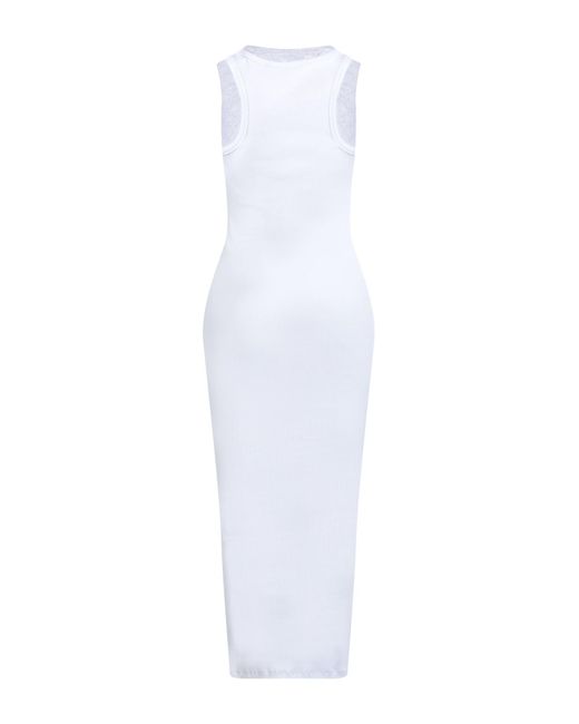 MSGM White Midi Dress Cotton, Elastane