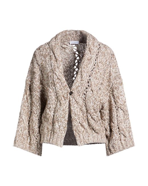 Brunello Cucinelli Brown Cardigan Lambswool, Cashmere, Polyamide, Polyester, Mohair Wool