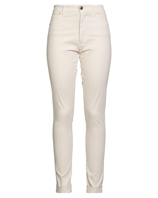Berwich White Ivory Pants Cotton, Lyocell, Elastane