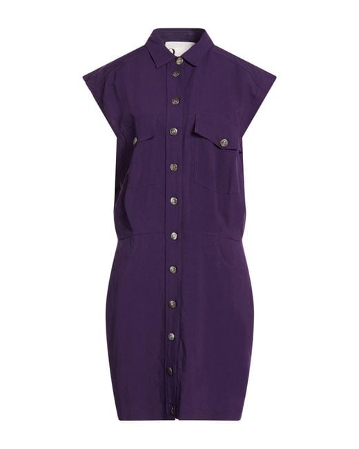8pm Purple Mini Dress Viscose, Linen