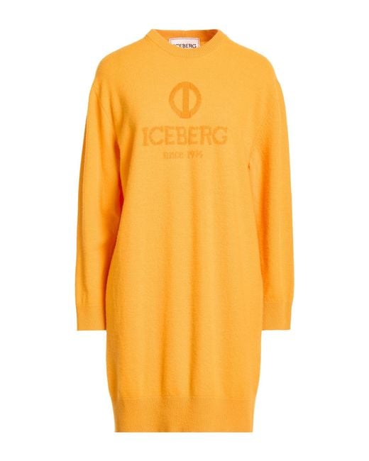 Iceberg Orange Mini Dress Virgin Wool, Cashmere