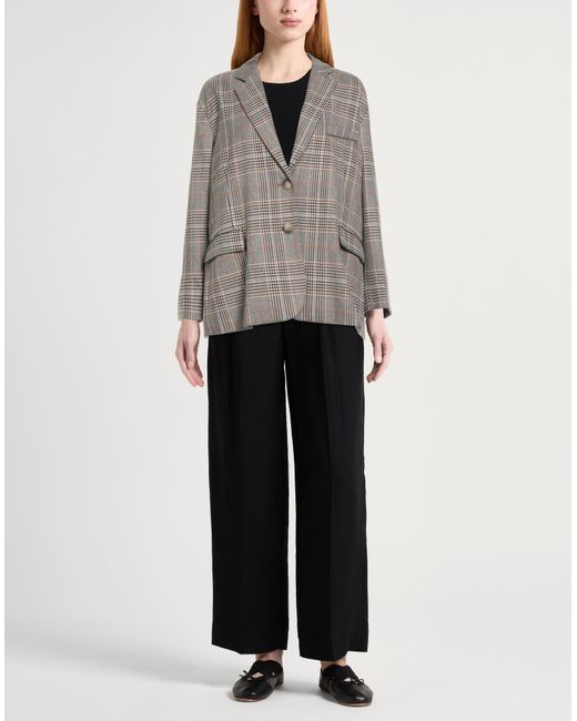 Haveone Gray Camel Blazer Polyester, Viscose, Elastane