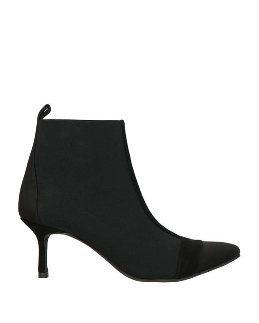 KARIDA Black Ankle Boots Leather, Textile Fibers