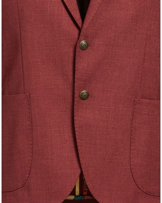 Bharnaba Red Blazer Polyester, Viscose, Elastane for men