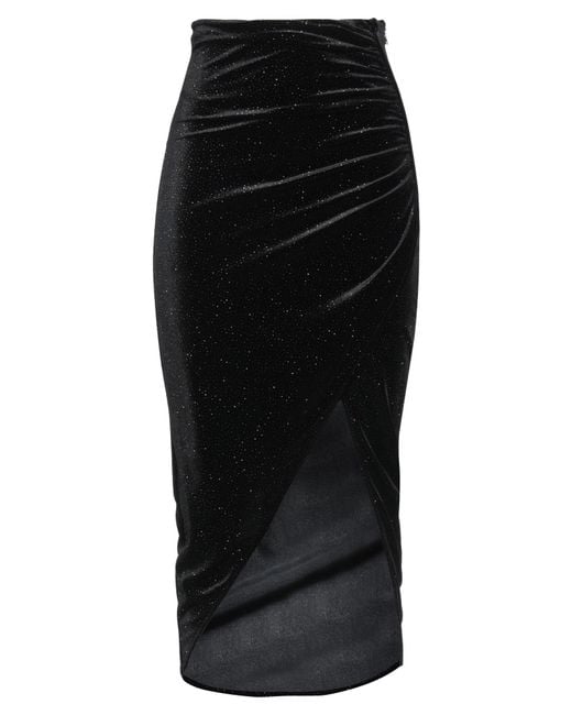 Patrizia Pepe Black Midi Skirt Polyester, Elastane