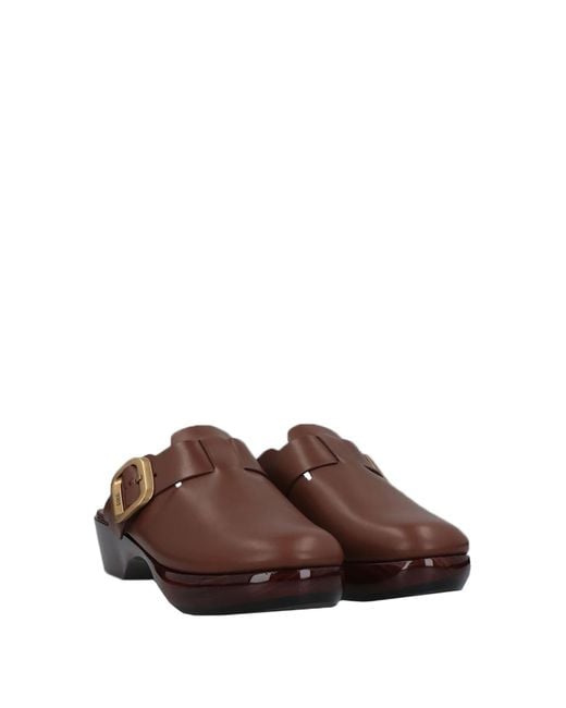 Tod's Brown Leather Wedge Clogs