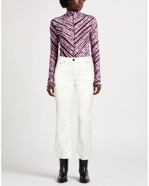 Semicouture White Ivory Pants Cotton, Elastane