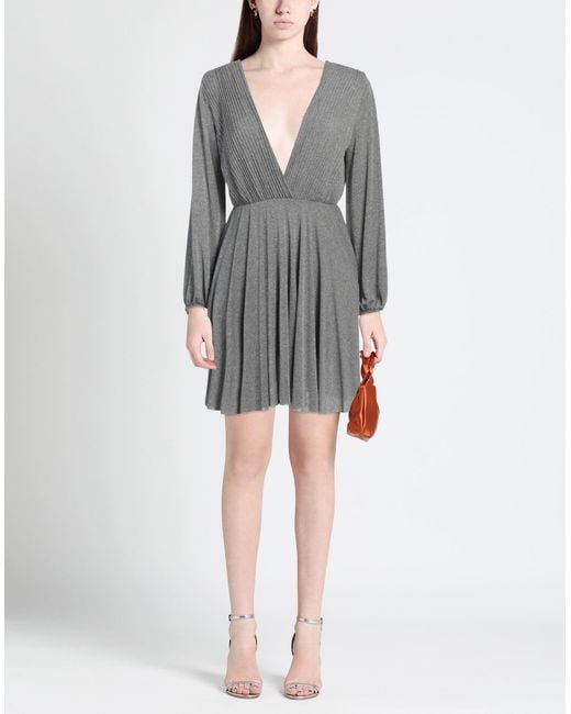 SOLOTRE Gray Mini Dress Viscose, Polyamide, Polyester, Elastane