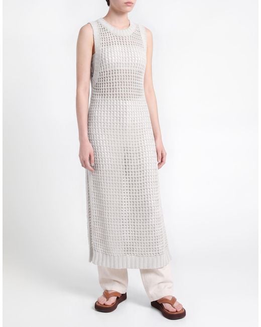 Aviu White Light Midi Dress Linen, Polyurethane, Cotton, Polyester
