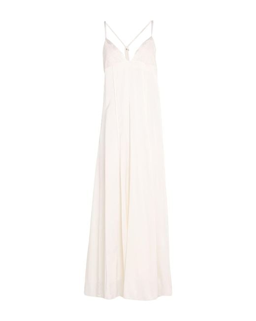 Forte_forte White Maxi Dress Silk, Elastane, Polyamide