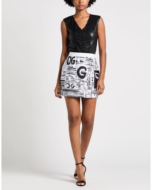 Dolce & Gabbana White Mini Skirt Polyamide, Polyester, Elastane