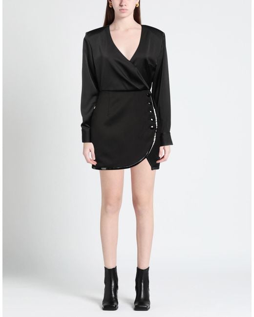 Nineminutes Black Mini Dress Polyester, Viscose, Elastane