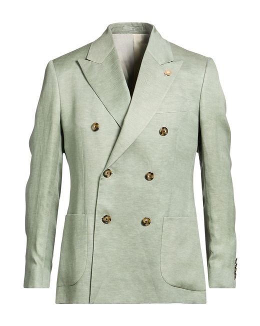 Lardini Green Blazer Linen, Silk for men