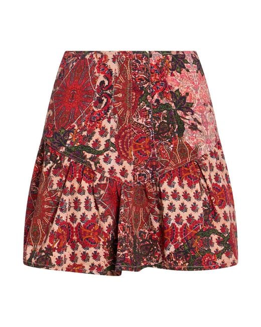 Gaelle Paris Red Mini Skirt Cotton, Elastane