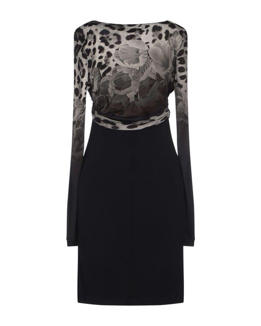 Roberto Cavalli Black Midi Dress Viscose, Elastane
