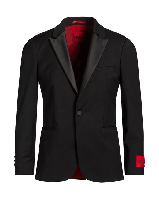 HUGO Black Blazer Virgin Wool, Polyester, Elastane for men