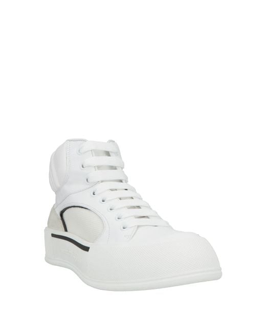McQueen White Sneakers Leather, Textile Fibers for men