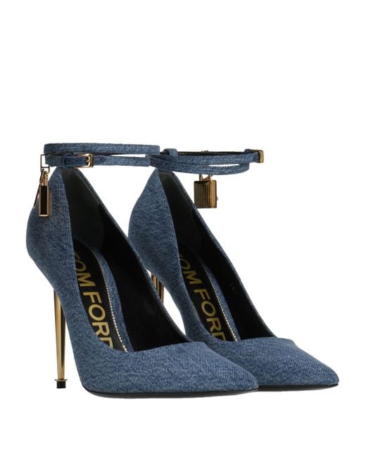 Tom Ford Blue Pumps Cotton, Steel, Zamak, Brass, Sheepskin