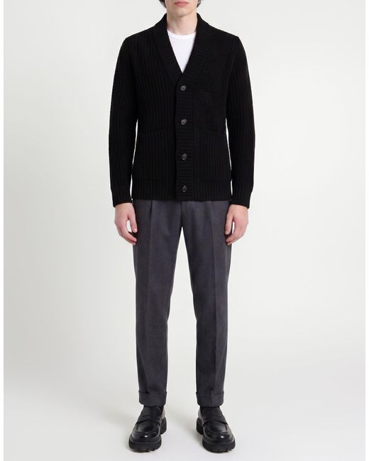 Paolo Pecora Black Cardigan Wool, Polyamide for men