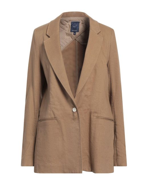 Jacob Cohen Brown Camel Blazer Cotton, Linen, Elastane