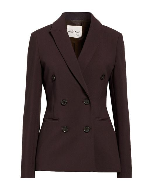Ottod'Ame Brown Dark Blazer Polyester, Viscose, Elastane