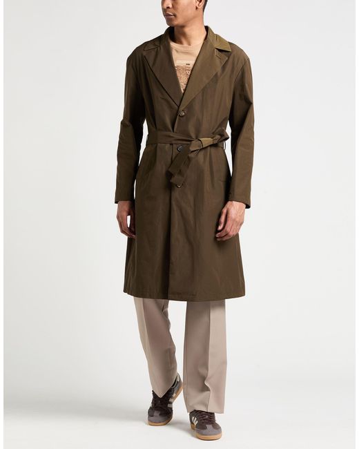 Hevò Brown Overcoat & Trench Coat Polyester, Cotton for men