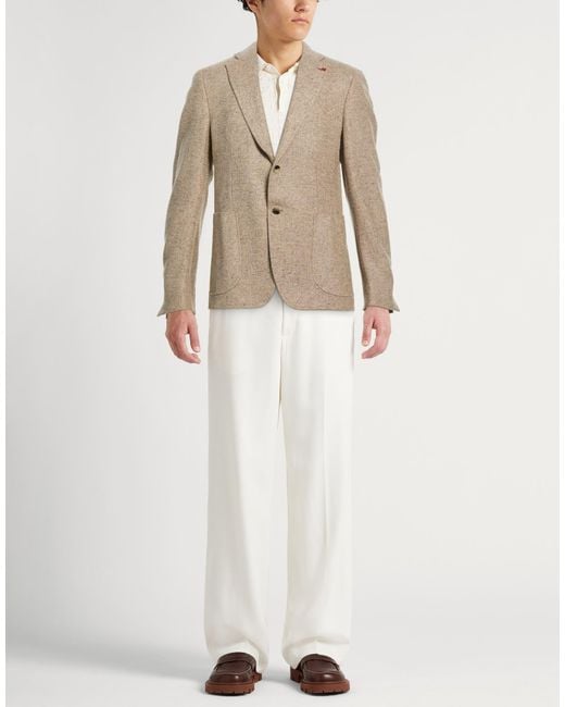 Isaia Natural Sand Blazer Wool for men