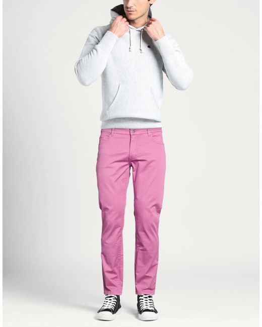 Teleria Zed Pink Mauve Pants Cotton, Lyocell, Elastane for men
