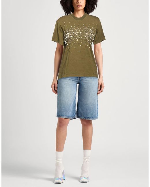 DES_PHEMMES Green Military T-Shirt Cotton, Glass, Metal, Polyester
