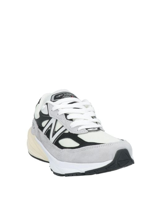 New Balance White Sneakers Leather, Textile Fibers for men