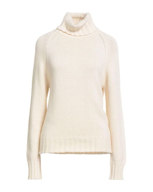 Aragona White Turtleneck Wool