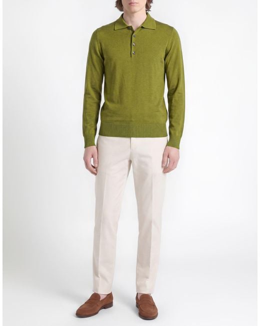 Alpha Studio Green Military Polo Shirt Merino Wool for men
