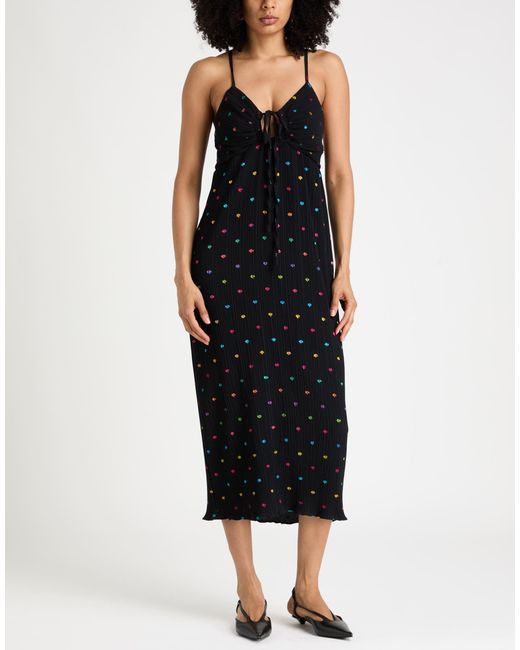 Never Fully Dressed Black Midi Dress Polyester, Elastane